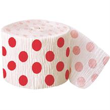 Red Polka Dot Crepe Party Streamer Decoration 30ft