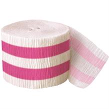 Hot Pink Striped Crepe Party Streamer Decoration 30ft