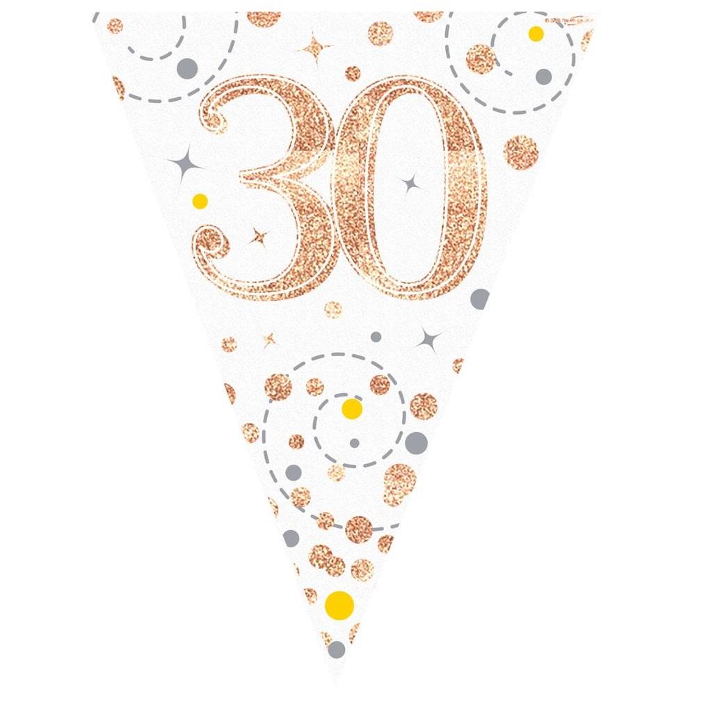 Rose Gold Confetti Happy 30th Birthday Foil Flag | Bunting Banner | Decoration