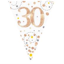 Rose Gold Confetti Happy 30th Birthday Foil Flag | Bunting Banner | Decoration