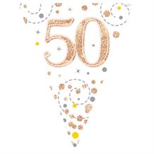 Rose Gold Confetti Happy 50th Birthday Foil Flag | Bunting Banner | Decoration