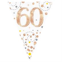 Rose Gold Confetti Happy 60th Birthday Foil Flag | Bunting Banner | Decoration