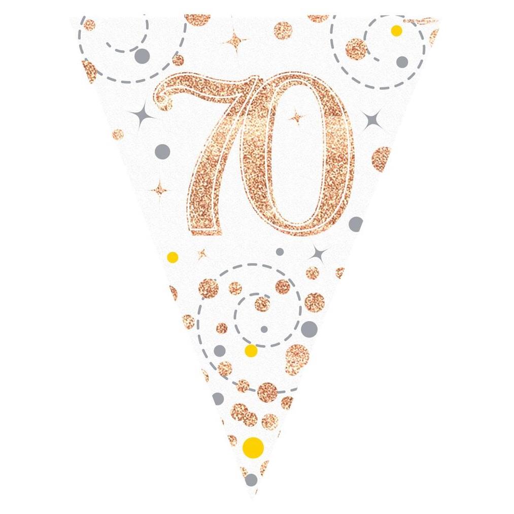 70th Birthday Rose Gold,Badge,Plates,Napkins,Candle,Hanging Swirls,Centrepiece, 
