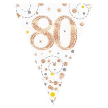 Rose Gold Confetti Happy 80th Birthday Foil Flag | Bunting Banner | Decoration