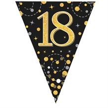 Black & Gold Fizz 18th Birthday Bunting | Party Save Smile