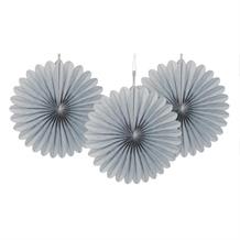 Silver Tissue Paper Fans Party Hanging Decorations