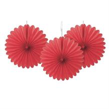 Red Tissue Paper Fans Party Hanging Decorations