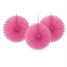 Hot Pink Tissue Paper Fans Party Hanging Decorations
