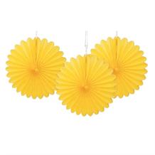 Yellow Tissue Paper Fans Party Hanging Decorations