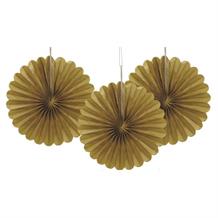 Gold Tissue Paper Fans Party Hanging Decorations