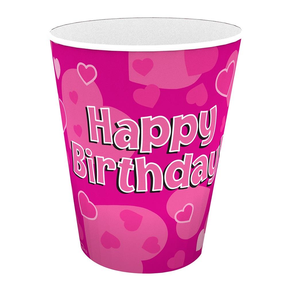 Pink Heart Happy Birthday Party Cups