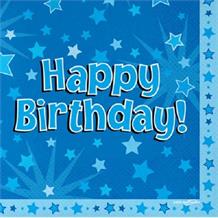 Blue Star Happy Birthday Party Napkins | Serviettes