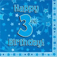 Blue Star Happy 3rd Birthday Party Napkins | Serviettes
