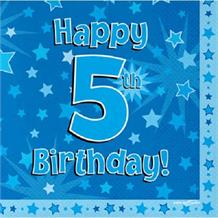 Blue Star Happy 5th Birthday Party Napkins | Serviettes