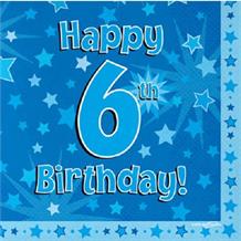 Blue Star Happy 6th Birthday Party Napkins | Serviettes