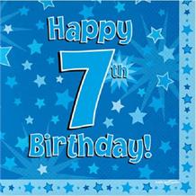 Blue Star Happy 7th Birthday Party Napkins | Serviettes