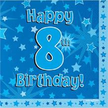 Blue Star Happy 8th Birthday Party Napkins | Serviettes