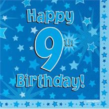 Blue Star Happy 9th Birthday Party Napkins | Serviettes
