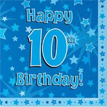 Blue Star Happy 10th Birthday Party Napkins | Serviettes