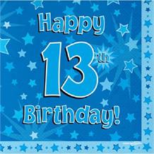 Blue Star Happy 13th Birthday Party Napkins | Serviettes