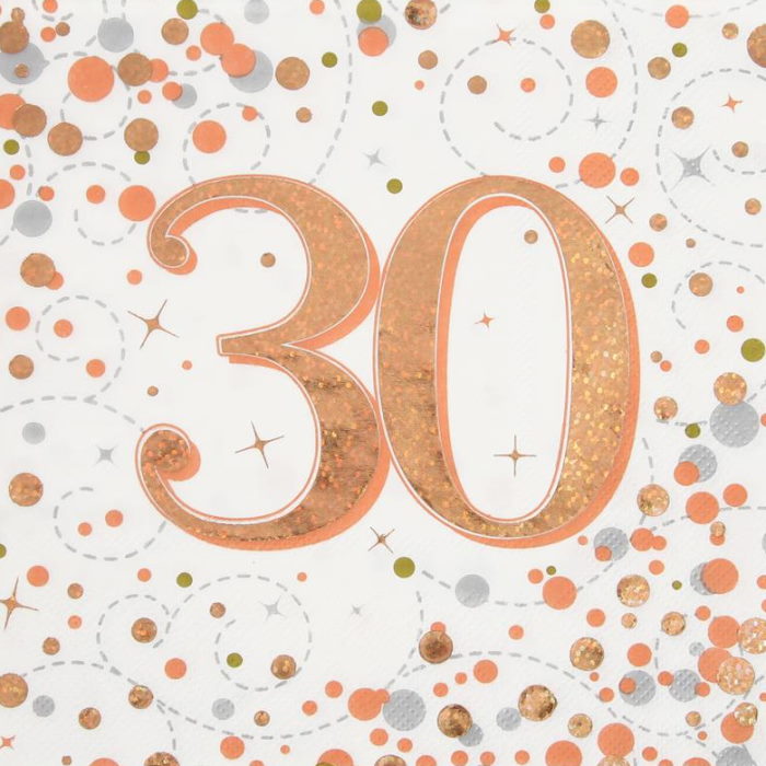 Rose Gold Confetti 30th Birthday Napkins | Party Save Smile
