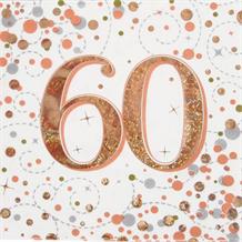 Rose Gold Confetti 60th Birthday Party Napkins | Serviettes