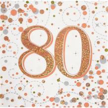Rose Gold Confetti 80th Birthday Party Napkins | Serviettes