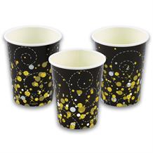 Black and Gold Sparkling Party Cups