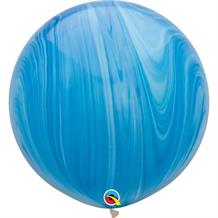 Blue Colours SuperAgate Marble 30" Qualatex Decorator Latex Party Balloons