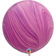 Pink and Violet Colours SuperAgate Marble 30" Qualatex Decorator Latex Party Balloons