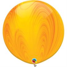 Yellow and Orange Colours SuperAgate Marble 30" Qualatex Decorator Latex Party Balloons