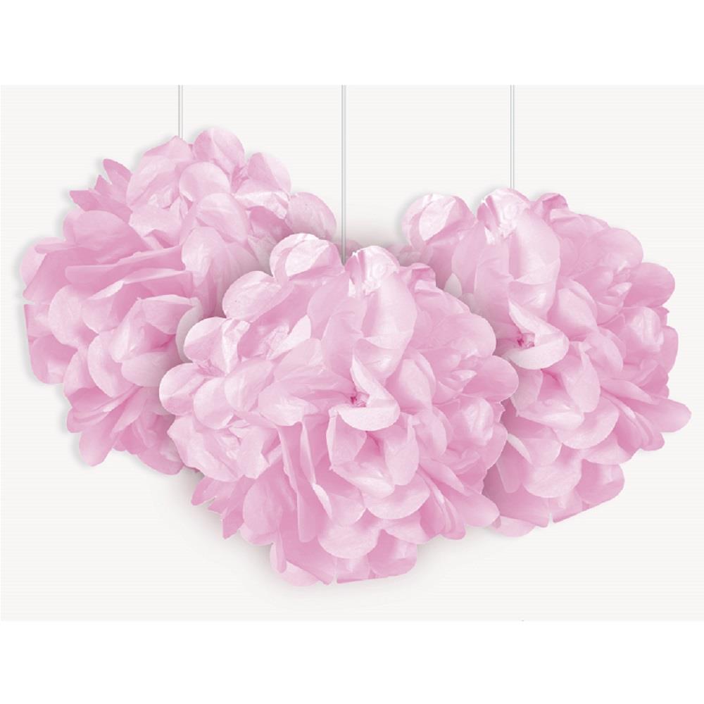 Baby Pink 9&#34; Puff Ball Party Hanging Decorations