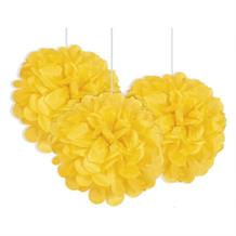 Yellow 9" Puff Ball Party Hanging Decorations