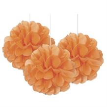 Orange 9" Puff Ball Party Hanging Decorations