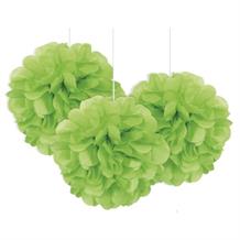 Lime Green 9" Puff Ball Party Hanging Decorations