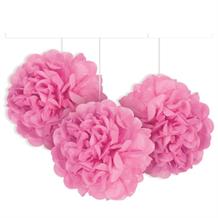 Hot Pink 9" Puff Ball Party Hanging Decorations