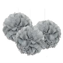 Silver 9" Puff Ball Party Hanging Decorations