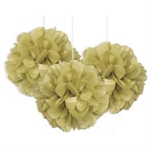 Gold 9" Puff Ball Party Hanging Decorations