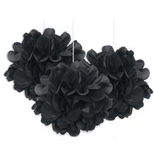 Black 9" Puff Ball Party Hanging Decorations