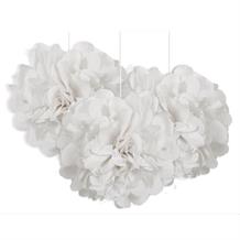White 9" Puff Ball Party Hanging Decorations