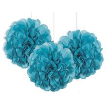 Teal Blue 9" Puff Ball Party Hanging Decorations