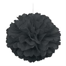 Black 16" Puff Ball Party Hanging Decorations