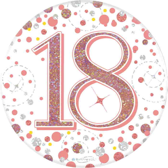 Rose Gold Confetti 18th Birthday Badge