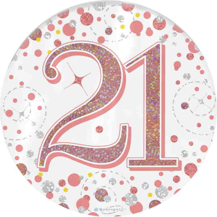 Rose Gold Confetti 21st Birthday Badge