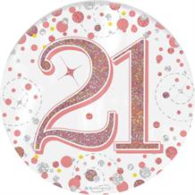 Rose Gold Confetti 21st Birthday Badge