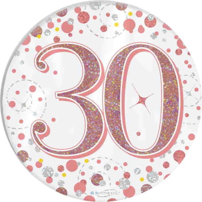 Rose Gold Confetti 30th Birthday Badge
