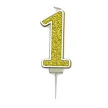 Gold Sparkle Number 1 Birthday Cake Candle | Decoration