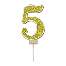 Gold Sparkle Number 5 Birthday Cake Candle | Decoration