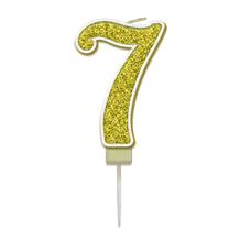 Gold Sparkle Number 7 Birthday Cake Candle | Decoration