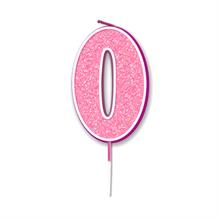 Pink Sparkle Number 0 Birthday Cake Candle | Decoration